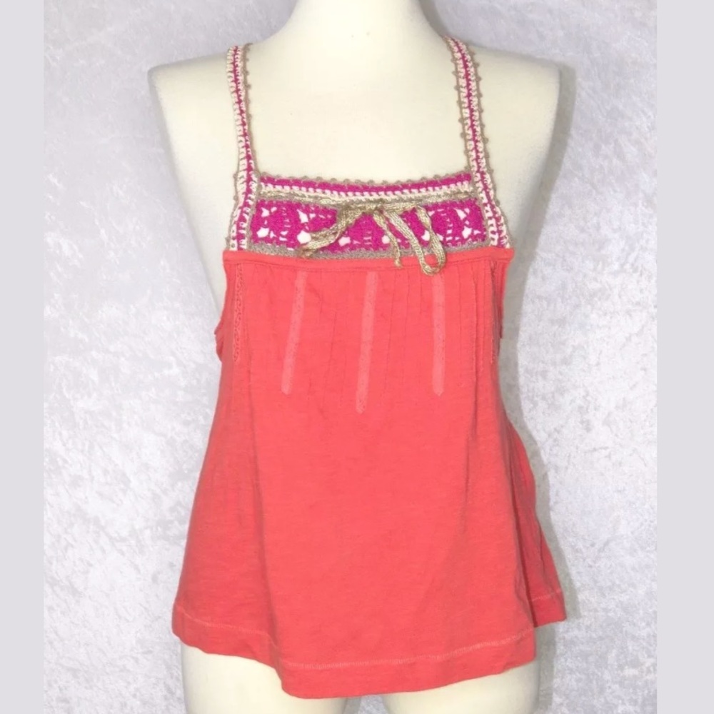 Free People Medium Crochet Tank Top Orange